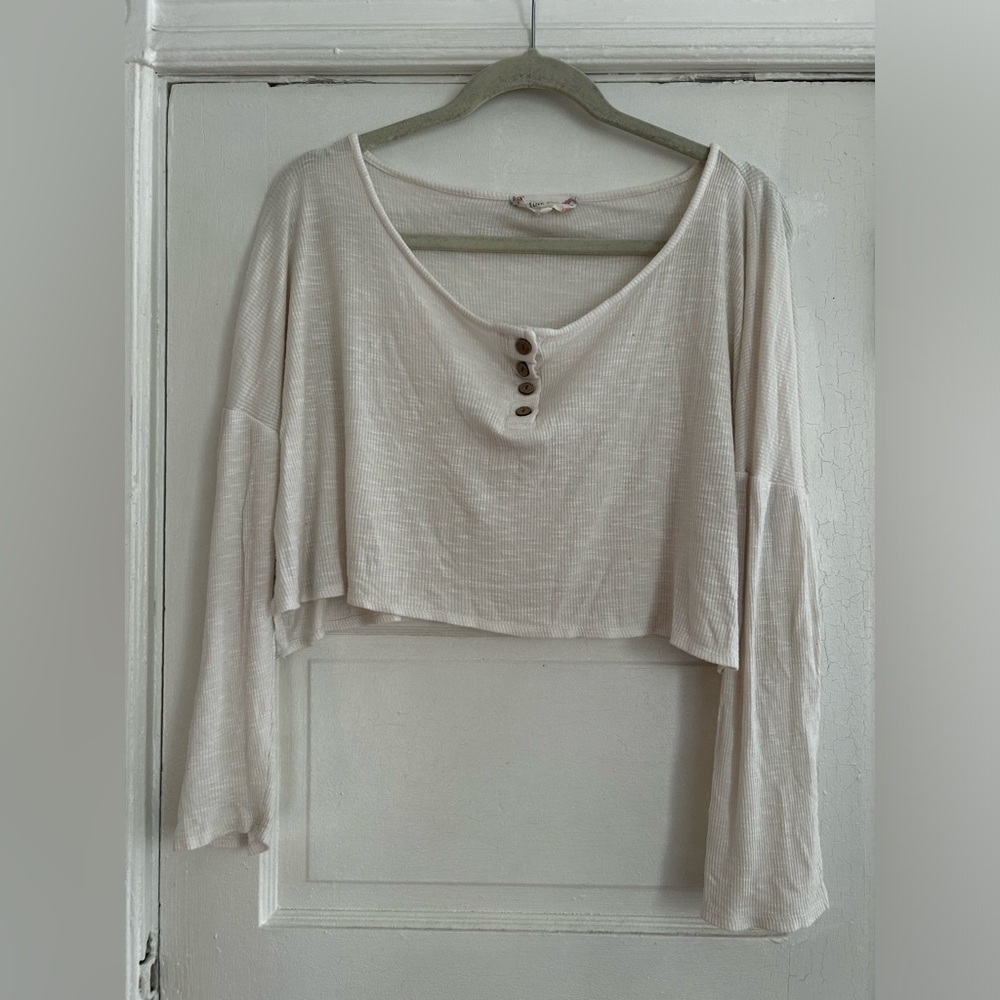White Henley cropped top